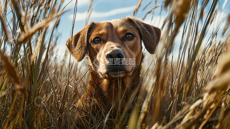 高清大图下载【趣麦麦图】狗狗在麦田里