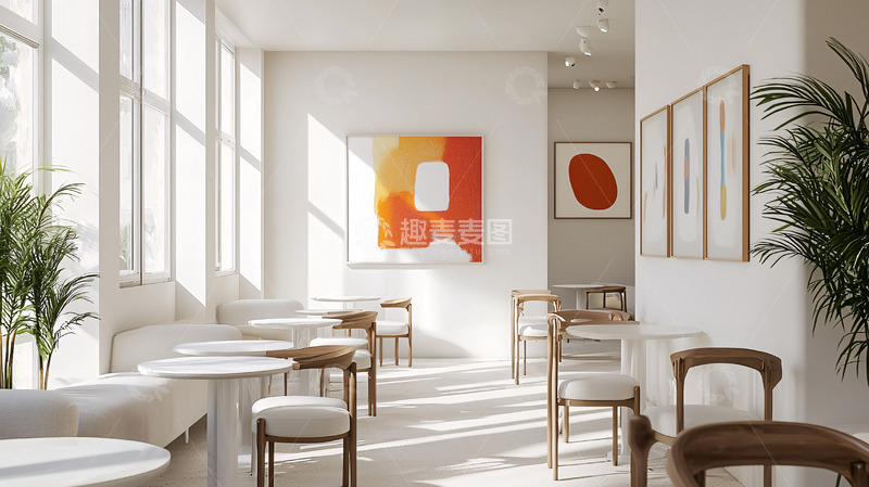 高清大图下载【趣麦麦图】极简风格白色咖啡馆