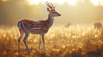 阳光下优雅的梅花鹿