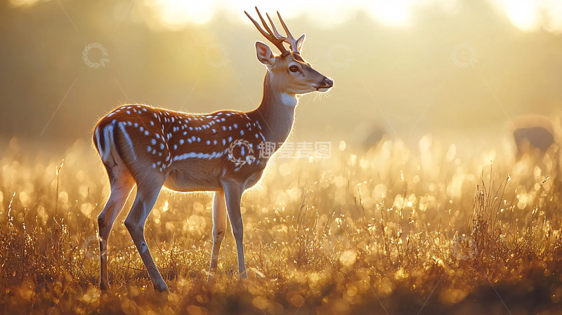 高清大图下载【趣麦麦图】阳光下优雅的梅花鹿