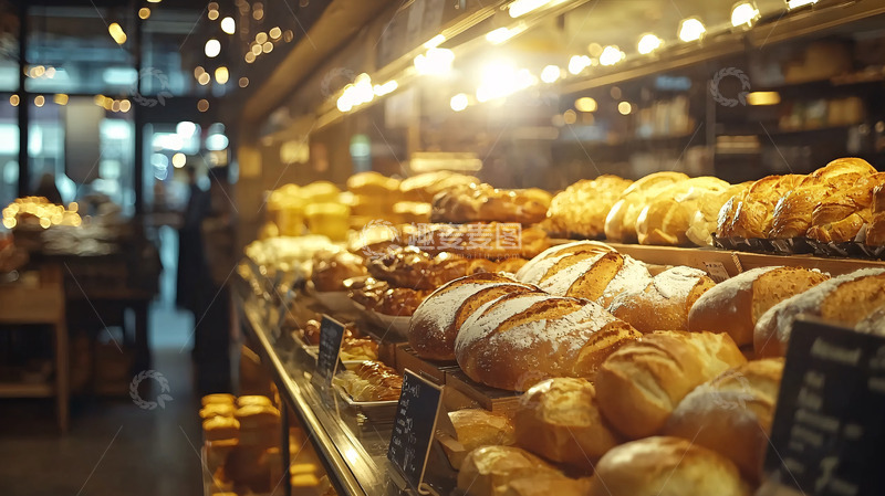 高清大图下载【趣麦麦图】烘焙店橱窗面包