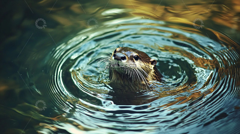 高清大图下载【趣麦麦图】水獭出水
