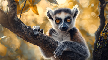 树枝上的环尾狐猴