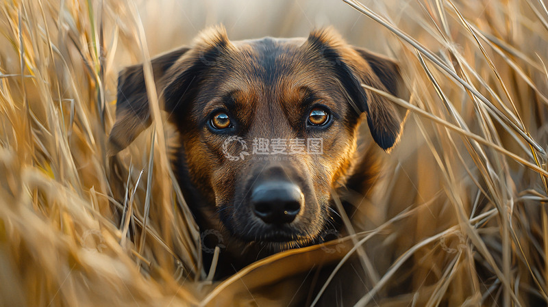 高清大图下载【趣麦麦图】狗狗在草丛中