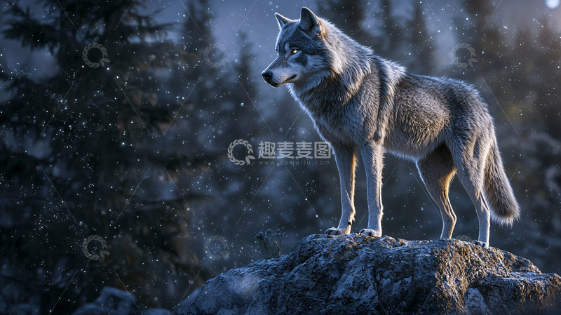 高清大图下载【趣麦麦图】灰狼雪地高清图片