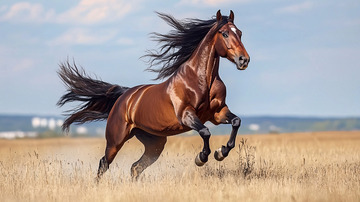 奔腾的棕色骏马