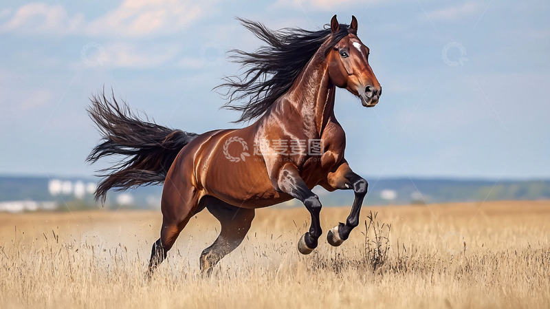 高清大图下载【趣麦麦图】奔腾的棕色骏马