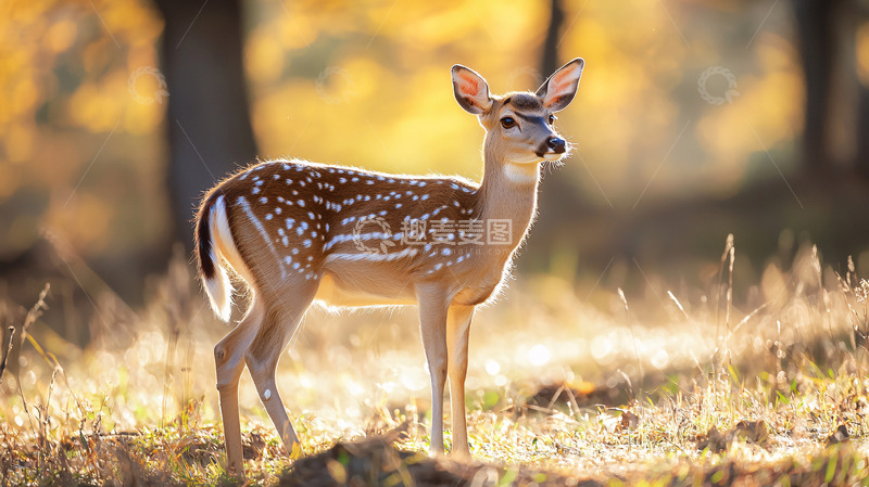 高清大图下载【趣麦麦图】秋日森林里的小鹿