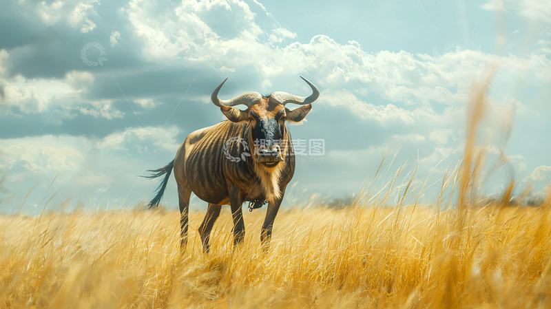 高清大图下载【趣麦麦图】非洲草原雄壮牛羚