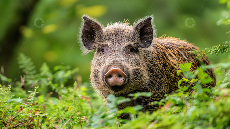 高清大图下载【趣麦麦图】森林中的野猪1