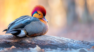 色彩斑斓的雄性鸳鸯