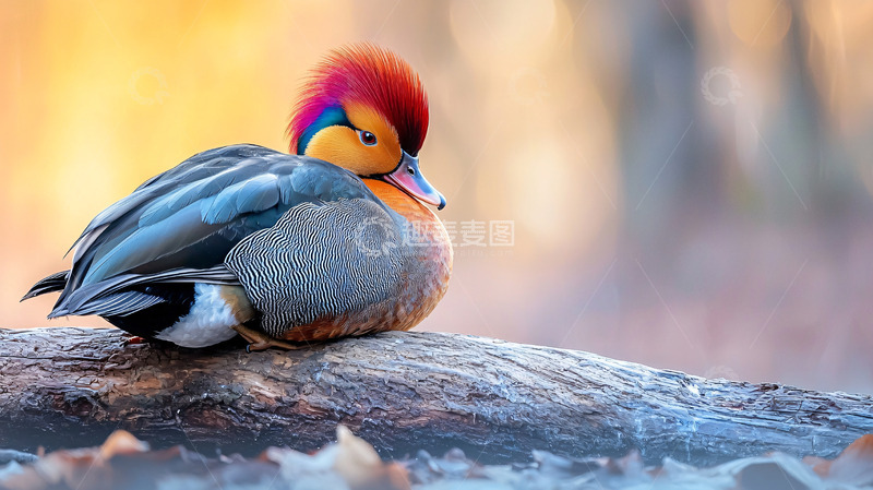 高清大图下载【趣麦麦图】色彩斑斓的雄性鸳鸯