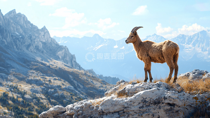 高清大图下载【趣麦麦图】高山上的岩羊