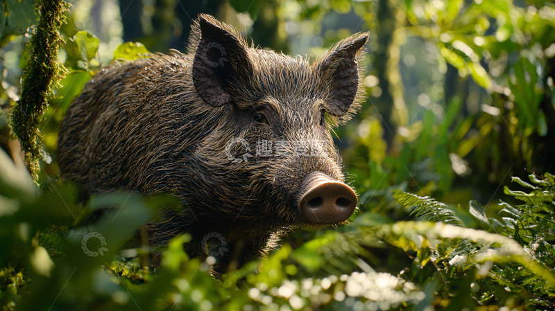 高清大图下载【趣麦麦图】森林野猪