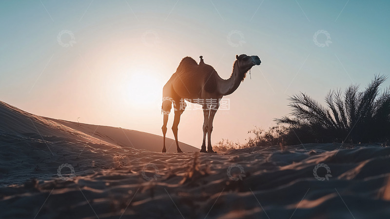 高清大图下载【趣麦麦图】沙漠骆驼剪影