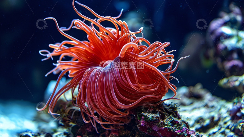 高清大图下载【趣麦麦图】深海红色海葵