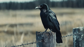 乌鸦栖息在栅栏上