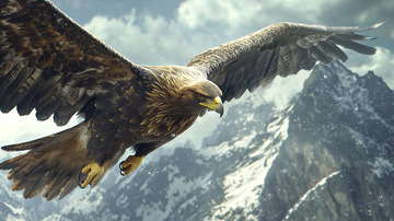 雄鹰展翅高飞山峦