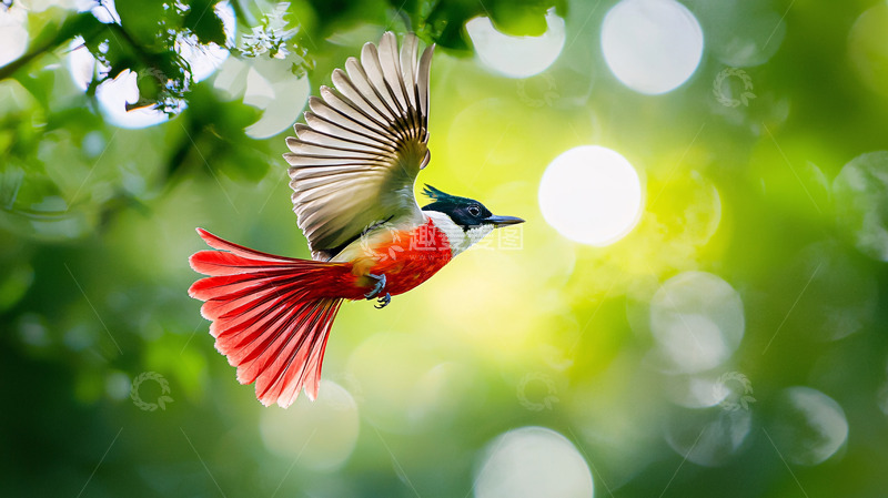 高清大图下载【趣麦麦图】红尾歌鸲飞翔