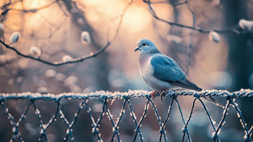 冬日清晨蓝色鸽子