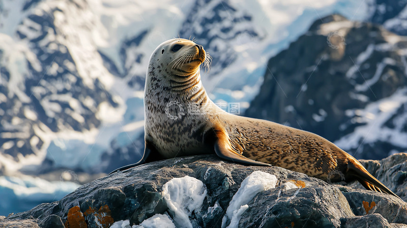 高清大图下载【趣麦麦图】南极海豹岩石上休憩