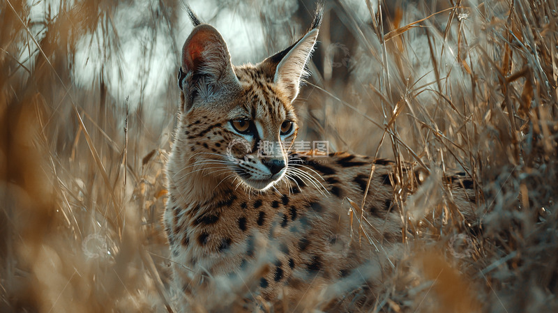 高清大图下载【趣麦麦图】荒漠中警惕的猎豹