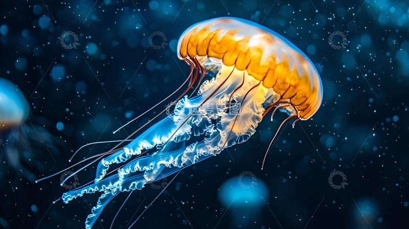 高清大图下载【趣麦麦图】深海橙色水母高清图片
