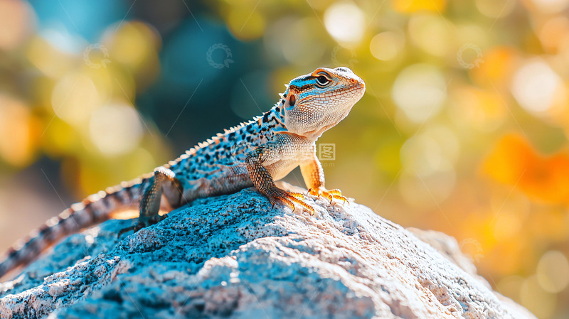 高清大图下载【趣麦麦图】阳光下蓝色的鬃狮蜥