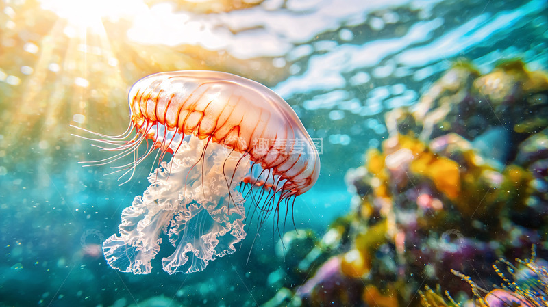 高清大图下载【趣麦麦图】阳光下的水母