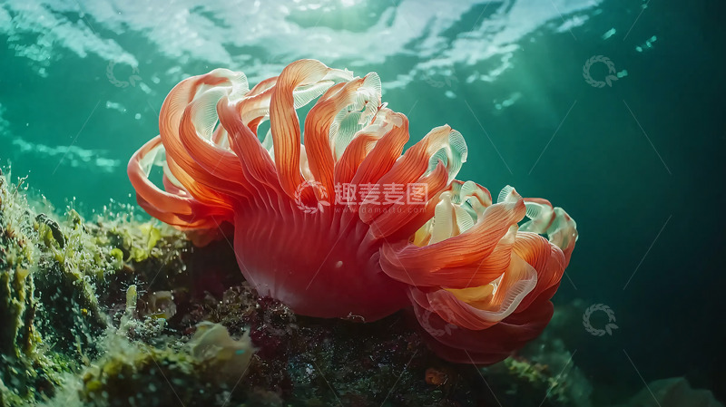 高清大图下载【趣麦麦图】海底红色海葵