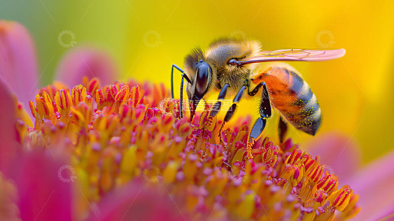 高清大图下载【趣麦麦图】蜜蜂采蜜特写