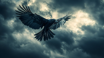 乌鸦飞翔暗色天空