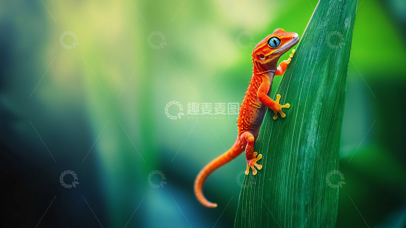 高清大图下载【趣麦麦图】橙色壁虎