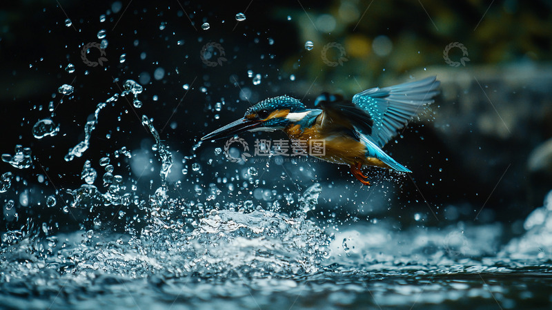高清大图下载【趣麦麦图】翠鸟捕鱼瞬间