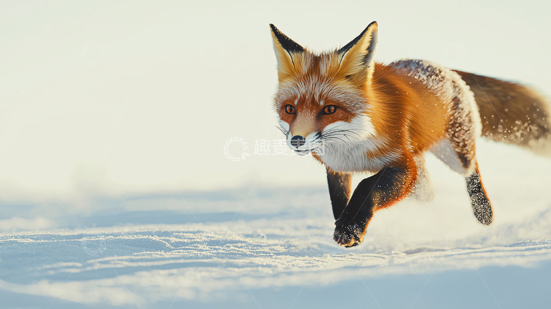 高清大图下载【趣麦麦图】奔跑的红狐