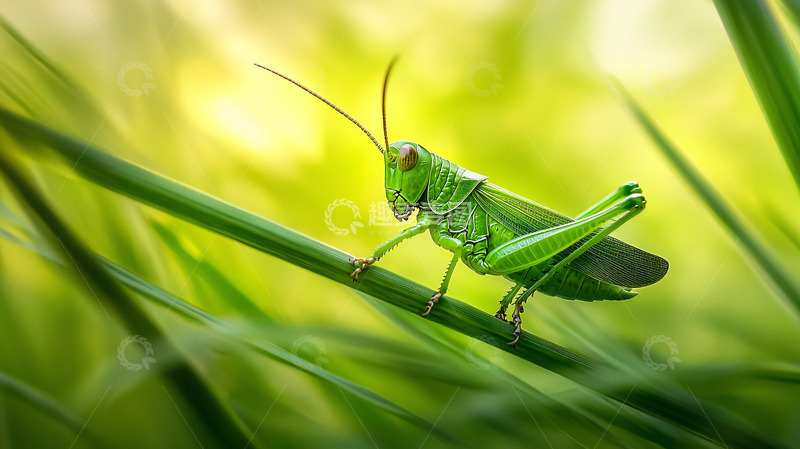高清大图下载【趣麦麦图】绿色蚱蜢