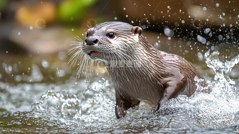 高清大图下载【趣麦麦图】水獭出水高清图片