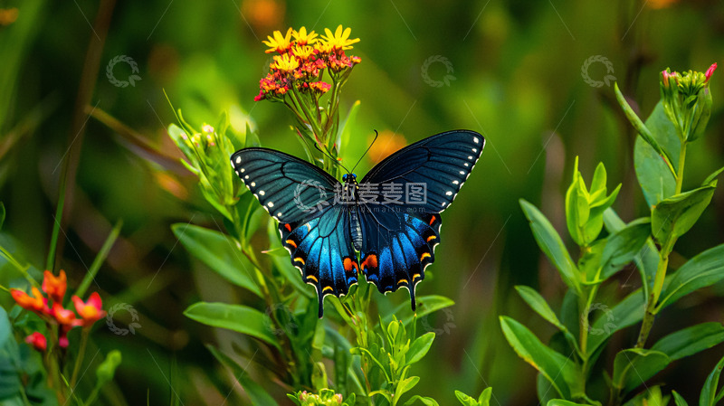 高清大图下载【趣麦麦图】蓝色蝴蝶