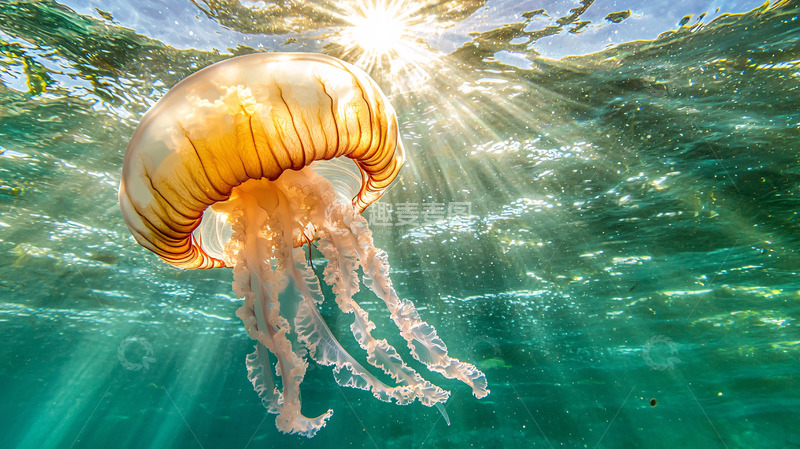 高清大图下载【趣麦麦图】阳光下的橙色水母