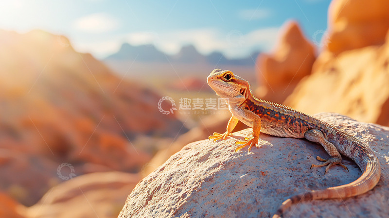 高清大图下载【趣麦麦图】沙漠中的鬃狮蜥