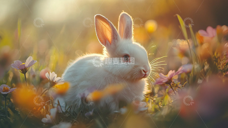 高清大图下载【趣麦麦图】阳光下的小白兔
