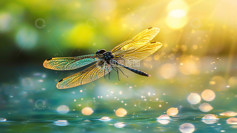 高清大图下载【趣麦麦图】阳光下飞翔的蜻蜓