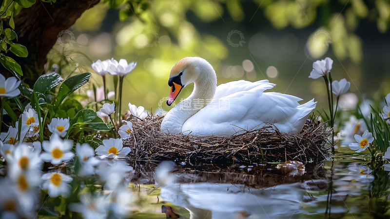 高清大图下载【趣麦麦图】天鹅在巢穴中