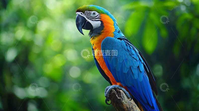 高清大图下载【趣麦麦图】蓝黄相间的金刚鹦鹉