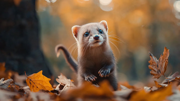 秋日森林里的小貂