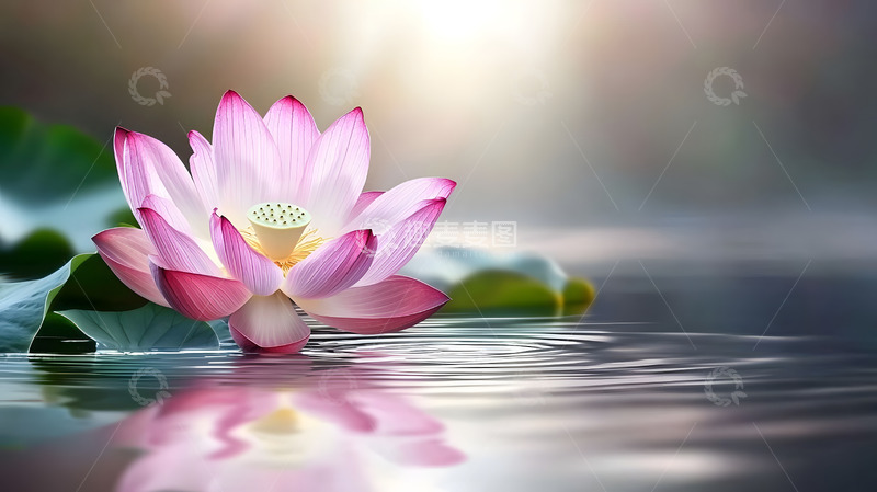 高清大图下载【趣麦麦图】荷花夕阳下荷花图片