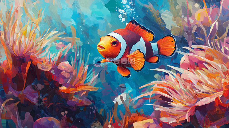 高清大图下载【趣麦麦图】海底小丑鱼珊瑚礁