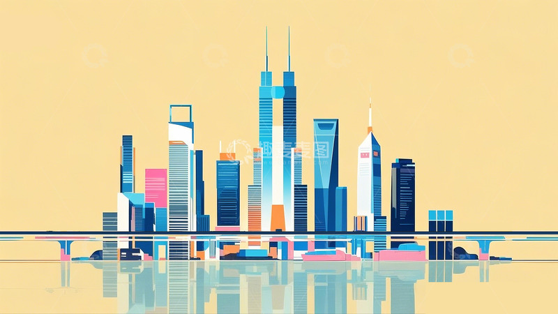 高清大图下载【趣麦麦图】扁平风城市剪影