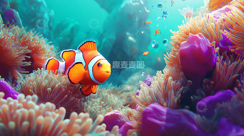 高清大图下载【趣麦麦图】小丑鱼珊瑚礁