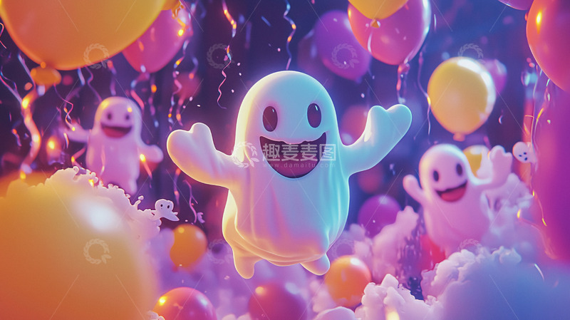 高清大图下载【趣麦麦图】快乐幽灵气球派对